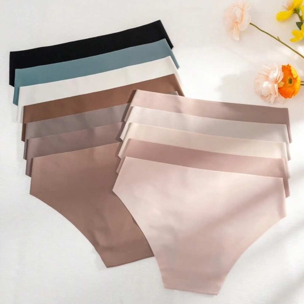 12 pairs of Elegant Seamless Panties Set in Neutral Tones